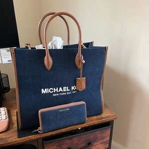 Michael Kors Denim Tote and Wallet